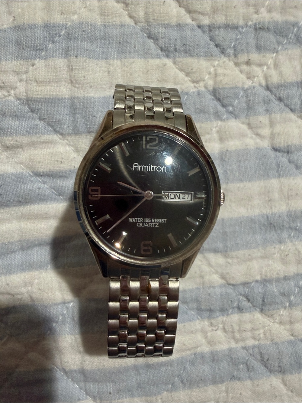 Armitron Silver Stainless Steel Men’s Watch with Black Dial
